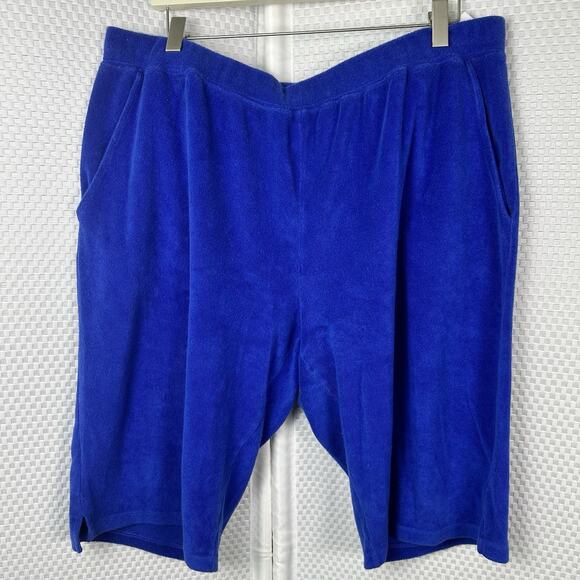 D&C Active HSN TERRY CLOTH PULL ON POCKET SHORTS XL 12” Inseam Stretchy Blue - Picture 1 of 7